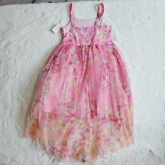 Zenzi Girls' Sleeveless Floral Hi-Low Dress 4KIDE-BJ - Picture 3 of 4